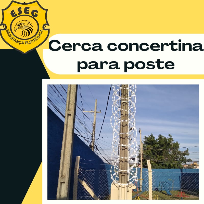 Proteção de postes com concertina contra furto de cabos e invasões